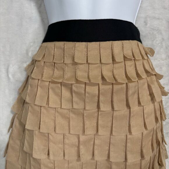 J.Crew Collection Tiered Silk‎ Brique Mini Skirt Size 4 Black Tan Whimsy Preppy - Picture 5 of 15